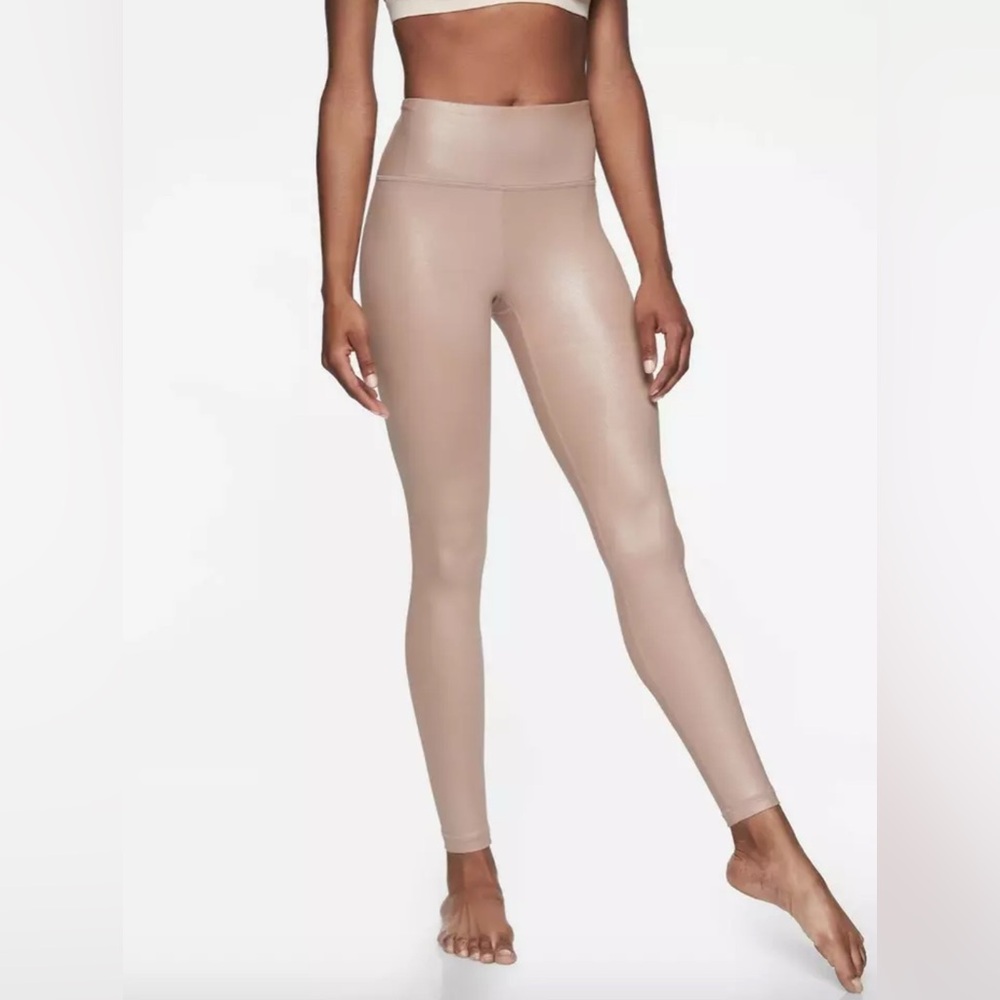 ATHLETA Elation Shimmer Shine Tight Powervita Fabric in Mocha Latte Size S NWT